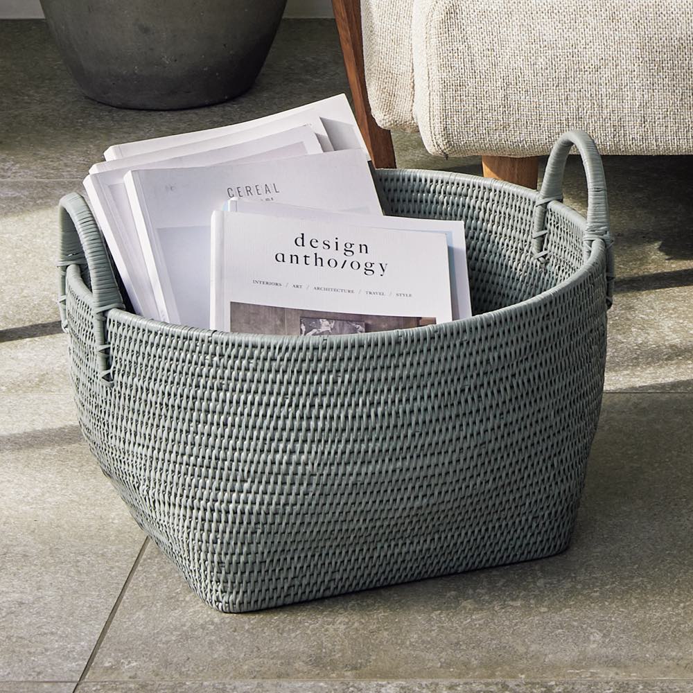 ミャンマー ラタンバスケット M(横型) 約幅43奥行40高さ23cm かご収納 小物収納 フリーボックス 601104