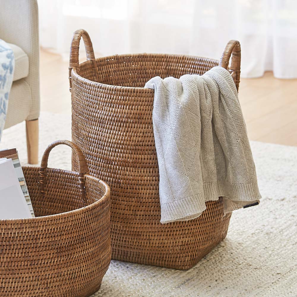 dショッピング |ミャンマー ラタンバスケット L（たて型） 約幅37奥行