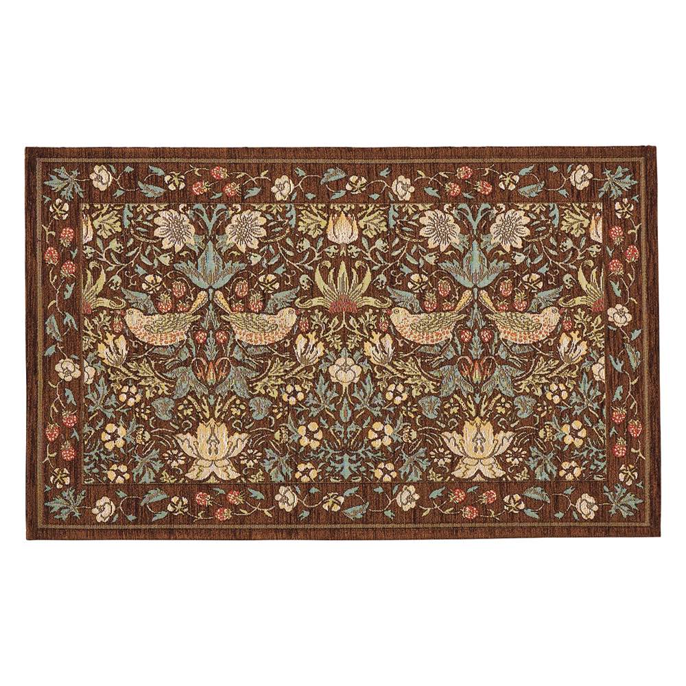 ≪約67×120cm≫ ベルギー製モリスデザインスタジオ ゴブラン織マット〈いちご泥棒〉 玄関マット カーペット ラグ マット 602303