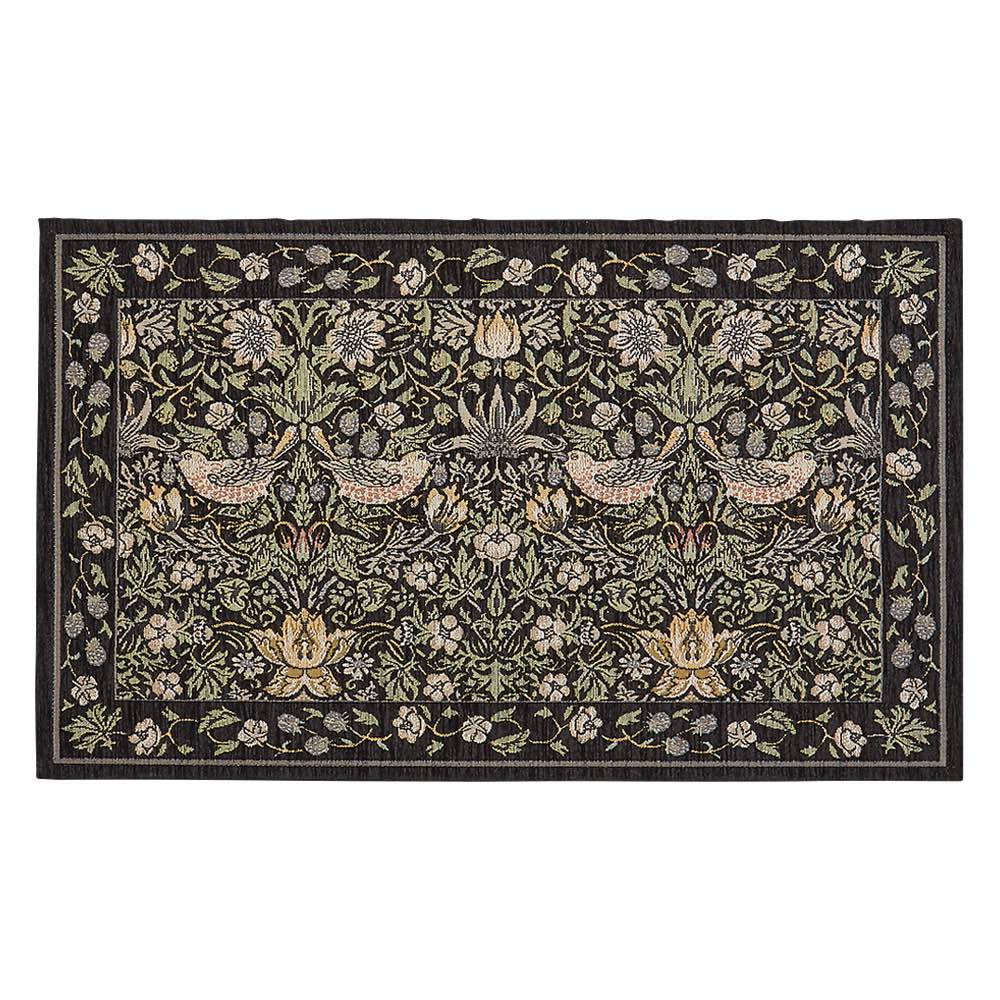 ≪約67×120cm≫ ベルギー製モリスデザインスタジオ ゴブラン織マット〈いちご泥棒〉 玄関マット カーペット ラグ マット 602303