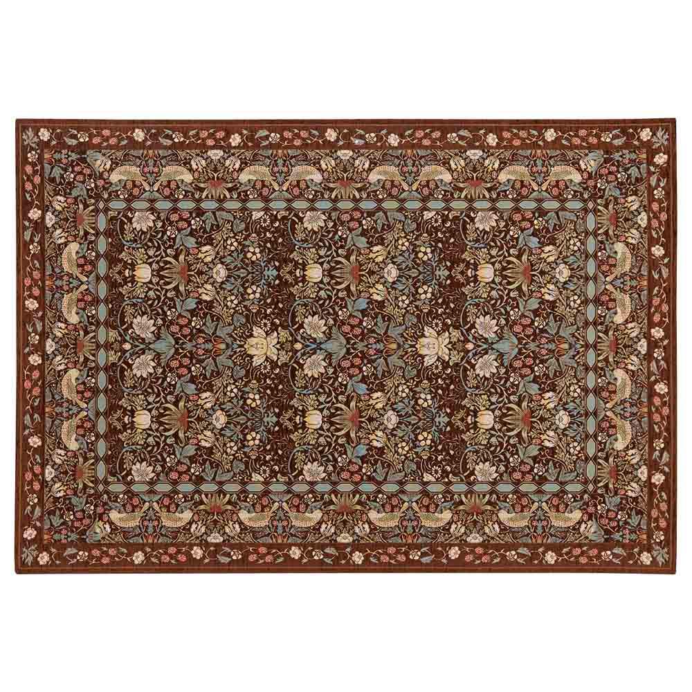 ≪約200×200cm≫ ベルギー製モリスデザインスタジオ ゴブラン織ラグ〈いちご泥棒〉 ラグ 絨毯 カーペット マット 602352