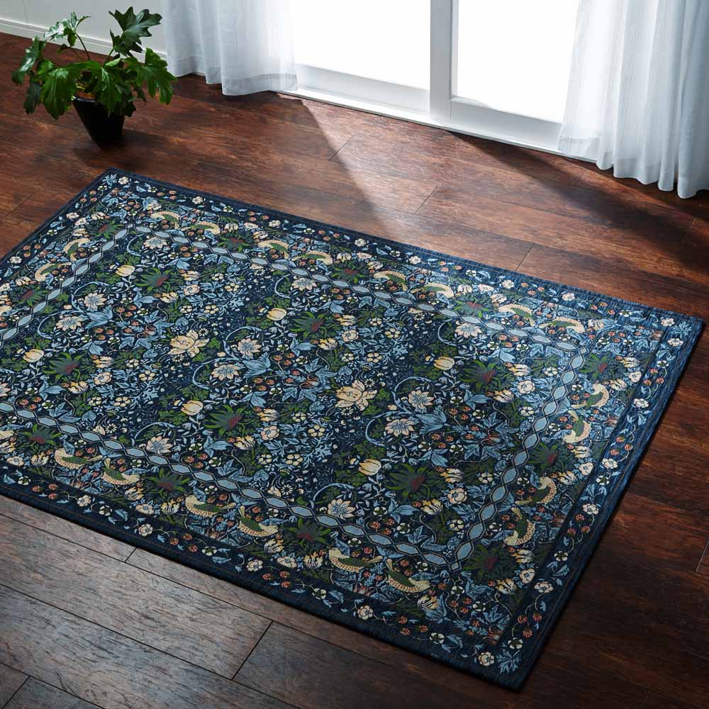 ≪約200×240cm≫ ベルギー製モリスデザインスタジオ ゴブラン織ラグ〈いちご泥棒〉 ラグ 絨毯 カーペット マット 602353