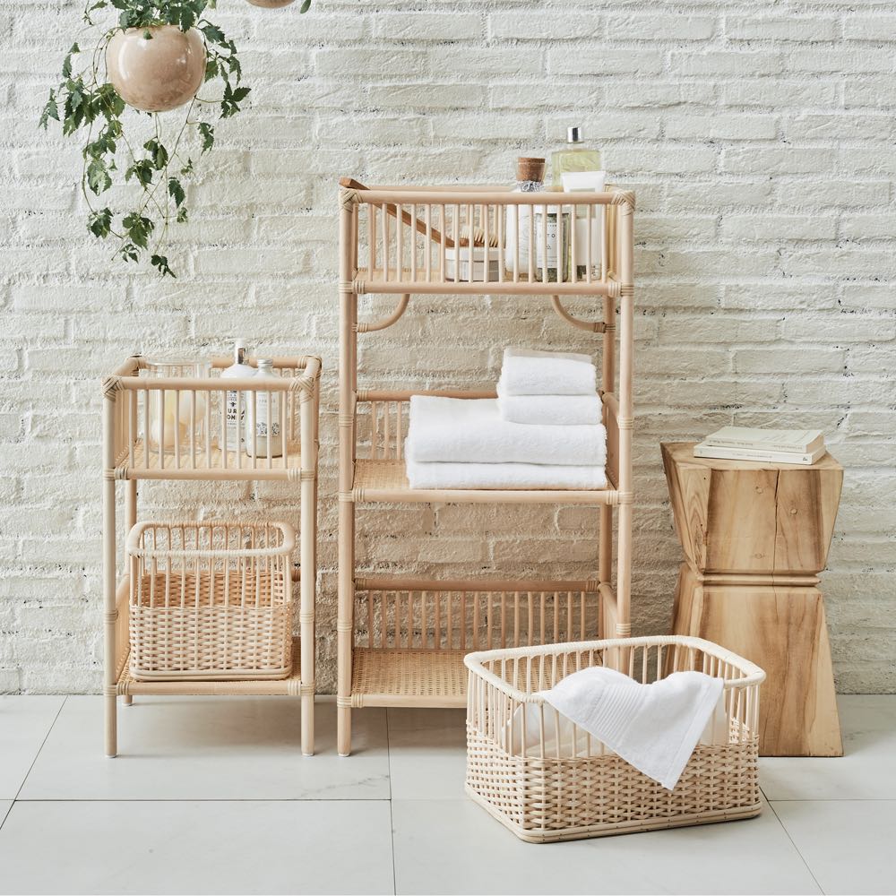 籐のランドリーラック レギュラー3段（脱衣カゴ無し） 洗濯機ラック ランドリーラック 洗濯用品 物干し 602804