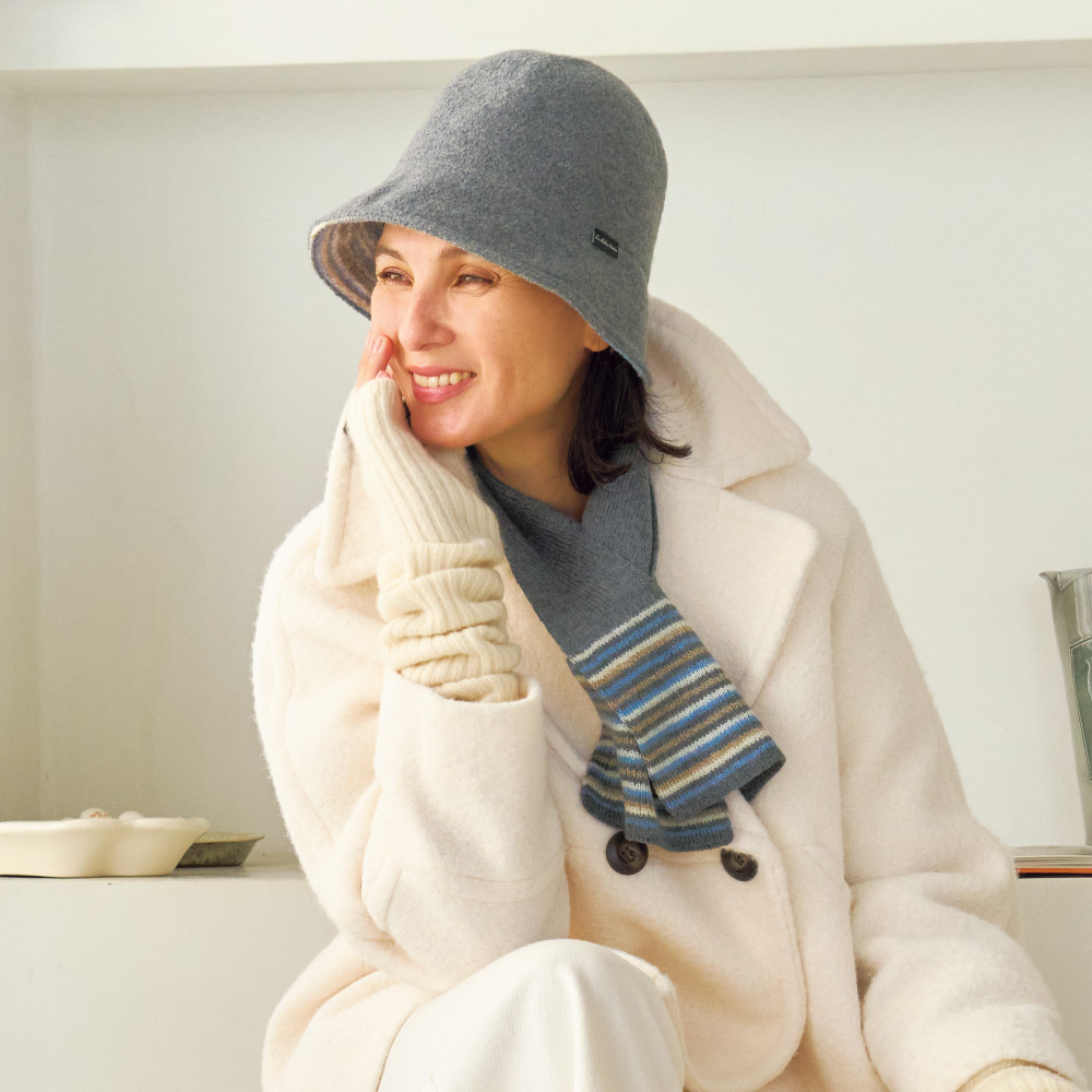 ベル・モード リバーシブル クローシュ＆プチマフラーセット マフラー スヌード ストール スカーフ 602902