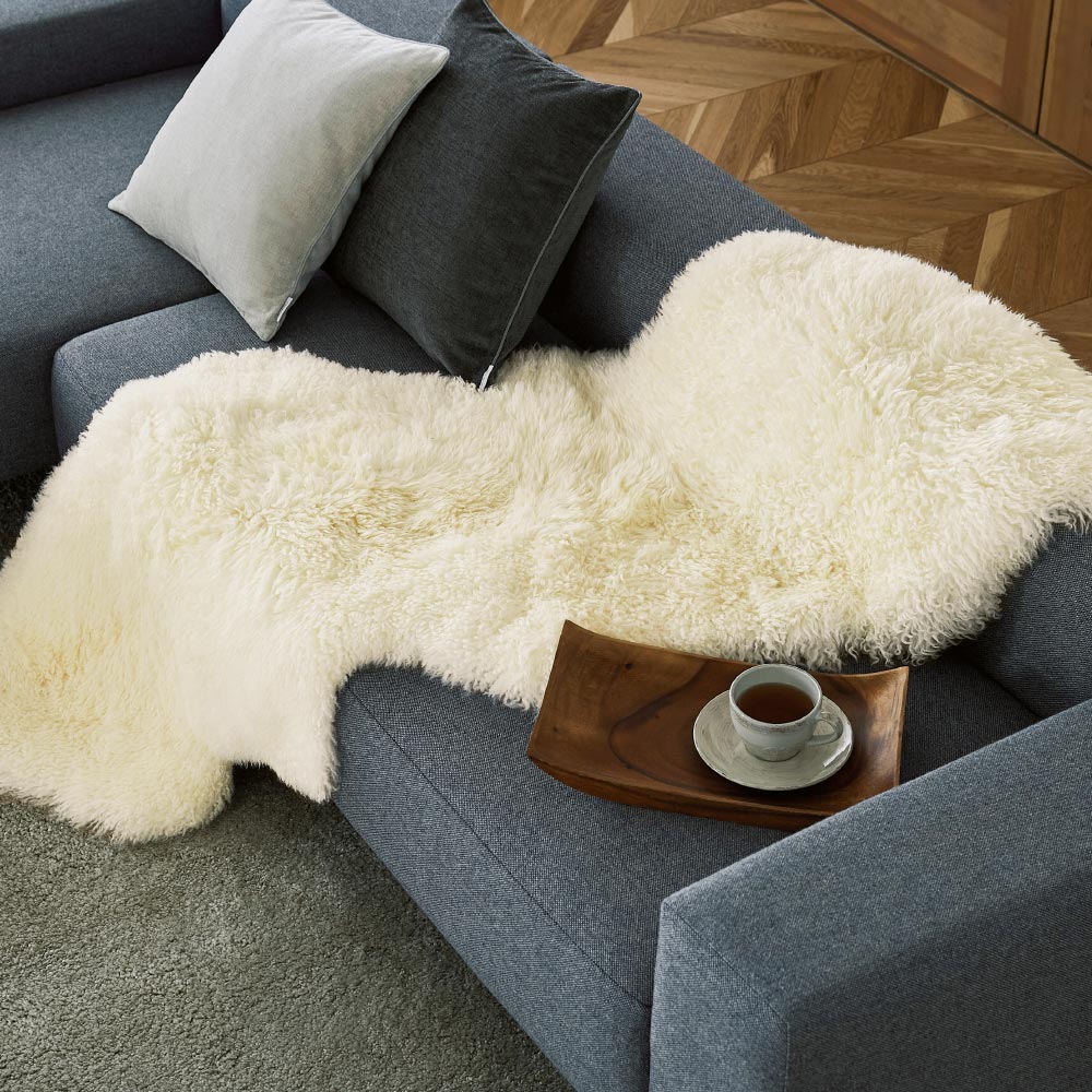 ≪2匹≫ スカンジロック ムートンロングヘアー ラグ 絨毯 カーペット マット 600707