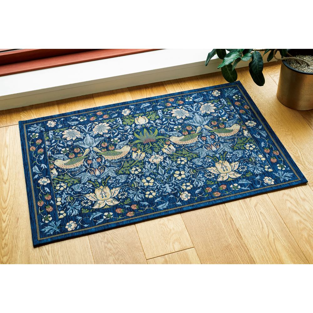 ベルギー製モリスデザインスタジオ ゴブラン織マット〈いちご泥棒