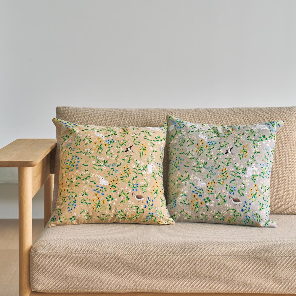 手刺しゅう　花柄刺繍クッションカバー　2セット 刺繍クッションカバー〈ブローニュ〉 約45×45cm用 通販 - ディノス