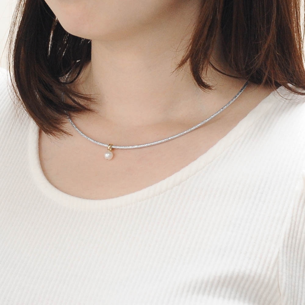 大人の癒し bellissimo 淡水パール付き 磁気ネックレス ディノス