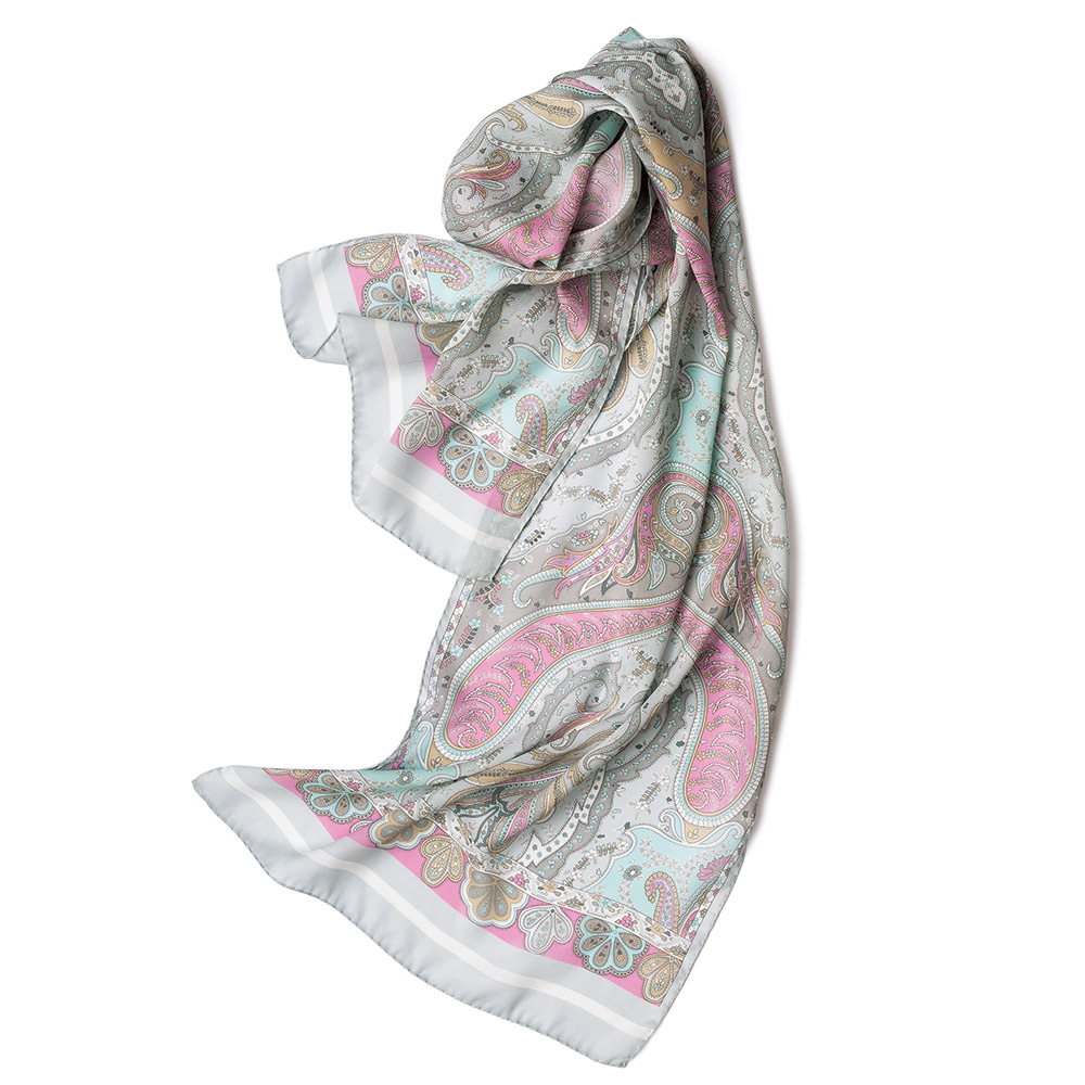 2点セット綿100%ピンク&グリーンペイズリーシングルネックウォーマー  