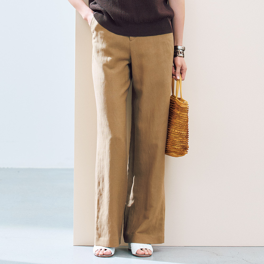 イタリア素材 リネンコットン ワイドパンツ 通販 - ディノス
