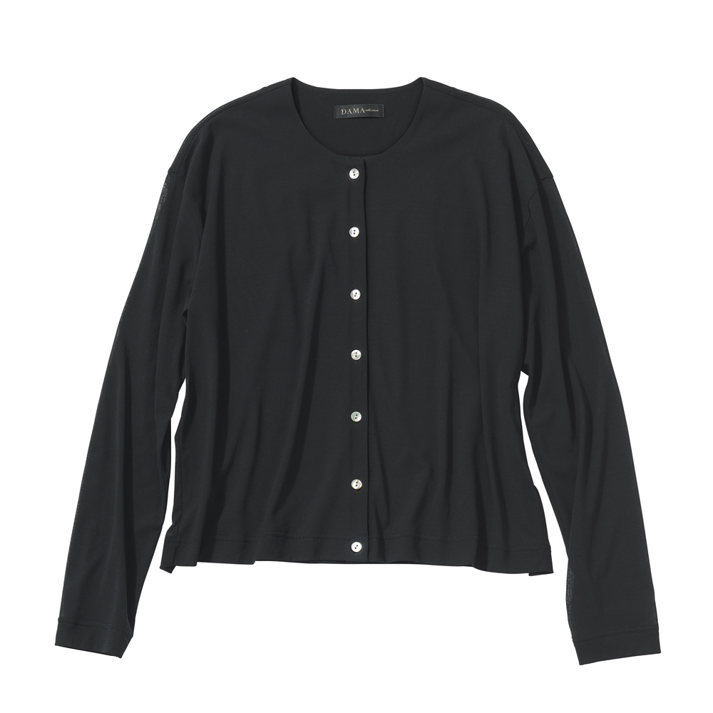 強撚コットン クルーネックカーディガン ショートカーディガン カーディガン ボレロ A21201