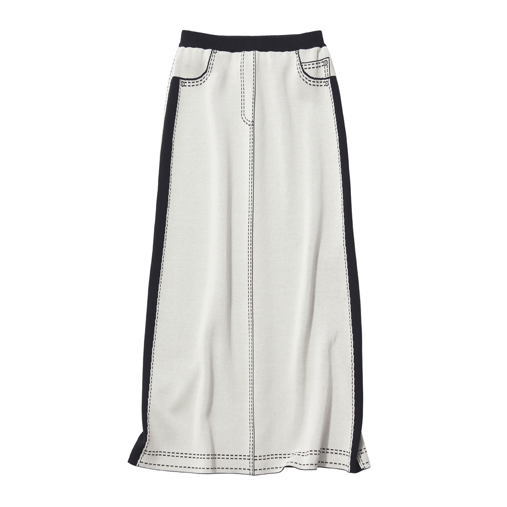 トロンプルイユ ニットリバーシブル ロングスカート ロングスカート マキシ丈スカート スカート A21602