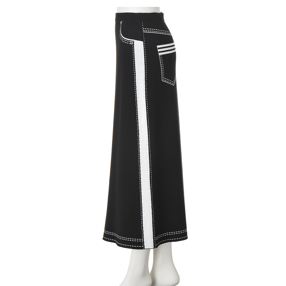 トロンプルイユ ニットリバーシブル ロングスカート スカート ロングスカート マキシ丈スカート A21602 トロンプルイユ ニットリバーシブル ロングスカート ディノスANAmall店