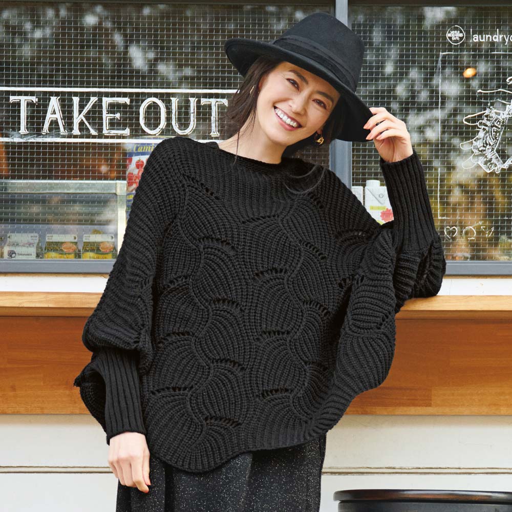 レース使い ドルマンスリーブ プルオーバー ファッション ニット セーター PC5563 A22001c1.jpg