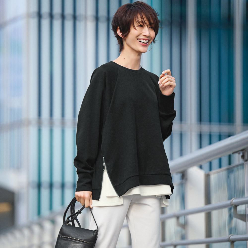 ツイルジャージー インナーレイヤードプルオーバー プルオーバー シャツ ブラウス A22402