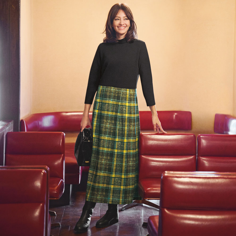 イタリア素材 チェック ドッキングワンピース ジャージーワンピース ワンピース A24001