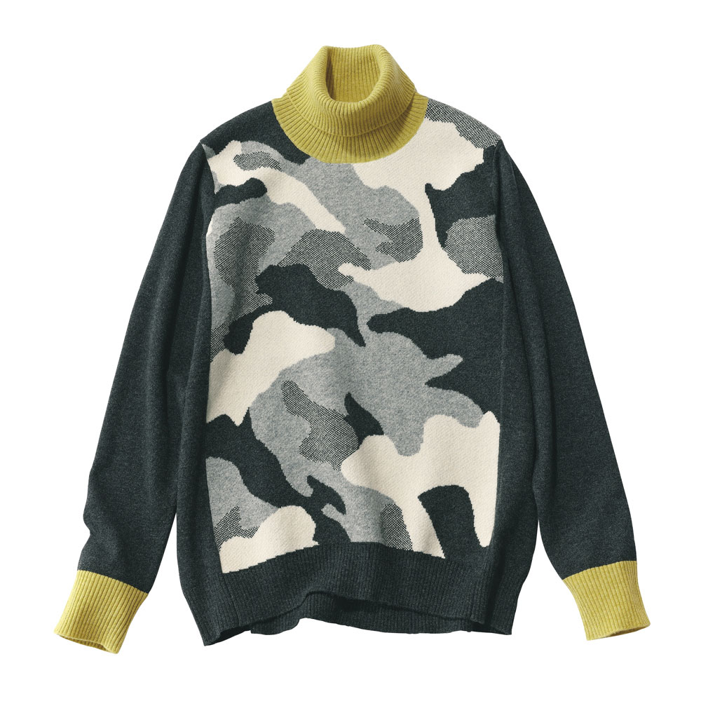カシミヤニット 迷彩 ジャカード プルオーバー ニットセーター ニット セーター A27301