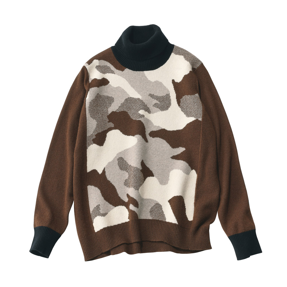 カシミヤニット 迷彩 ジャカード プルオーバー ニットセーター ニット セーター A27301