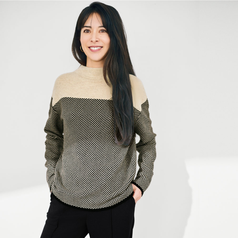 カシミヤニット ヘリンボーンジャカード プルオーバー ニットセーター ニット セーター A27501