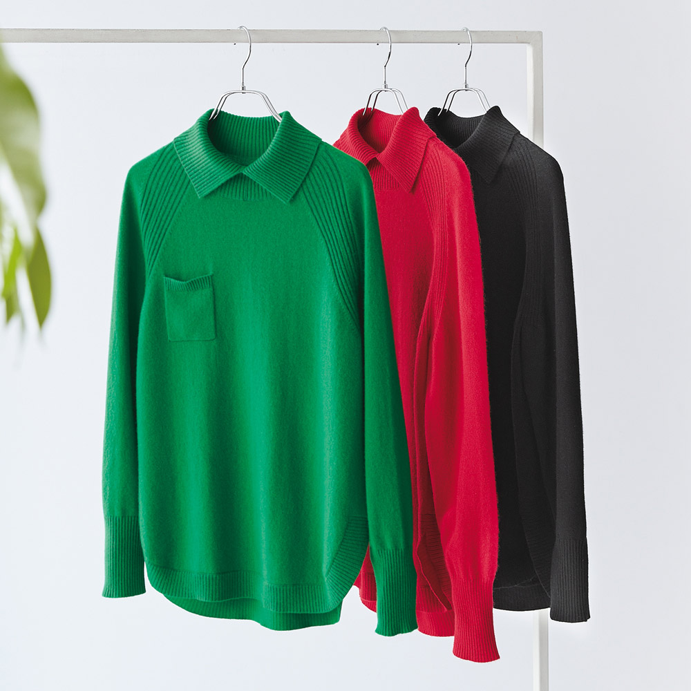 カシミヤニット スリットネック プルオーバー ニットセーター ニット セーター A27901