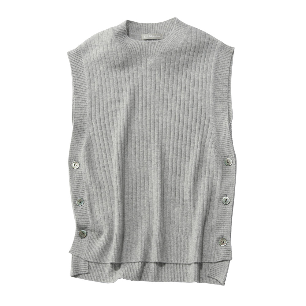 カシミヤニット ワイドリブ ベスト ニットベスト ニット セーター A28201