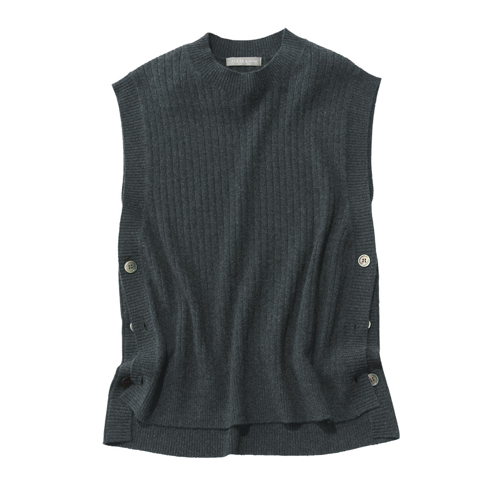 カシミヤニット ワイドリブ ベスト ニットベスト ニット セーター A28201