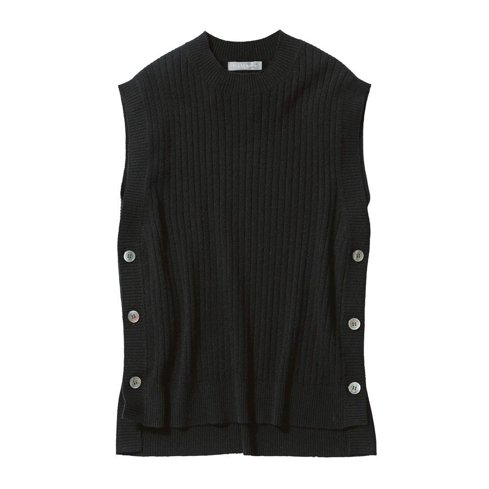 カシミヤニット ワイドリブ ベスト ニットベスト ニット セーター A28201