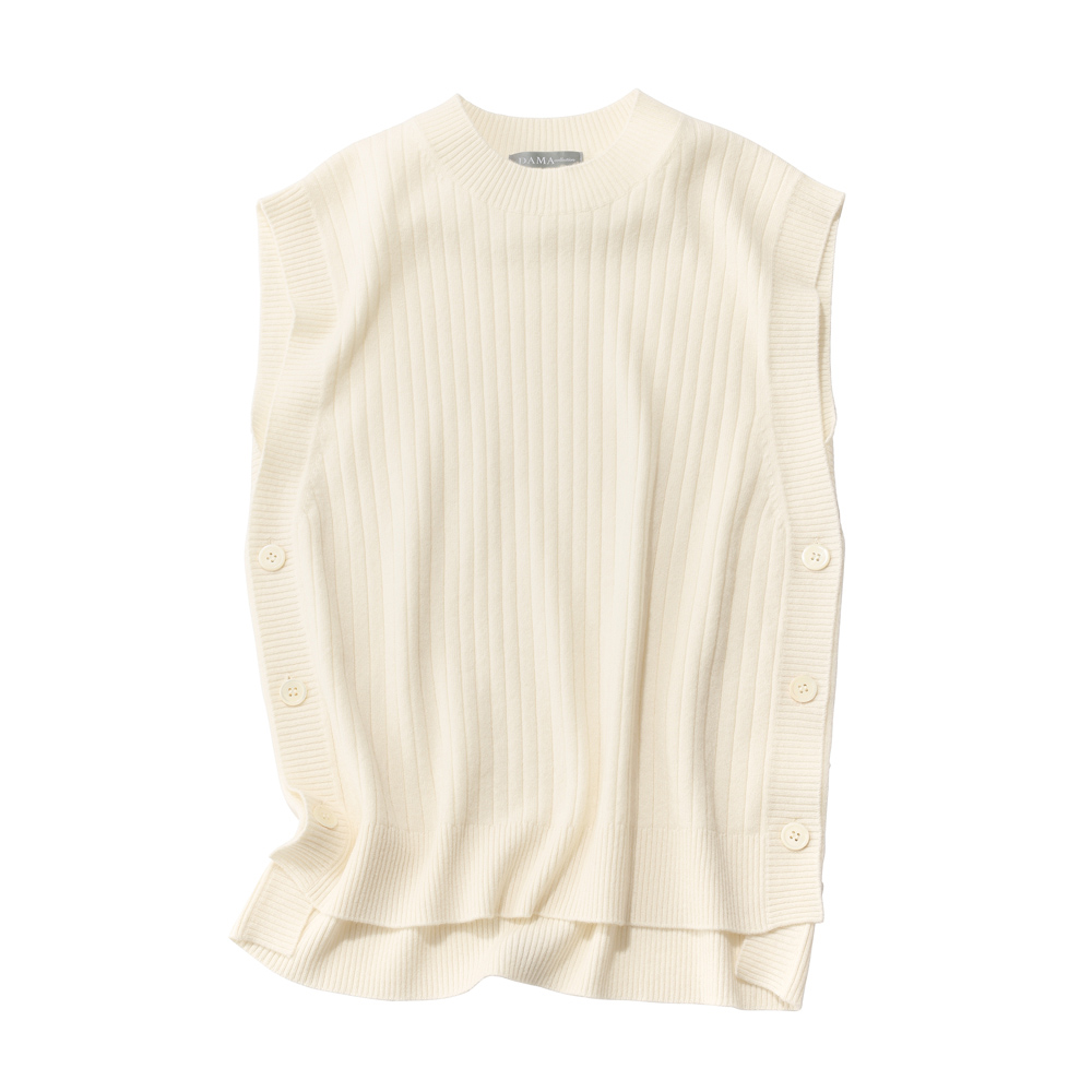 カシミヤニット ワイドリブ ベスト ニットベスト ニット セーター A28201