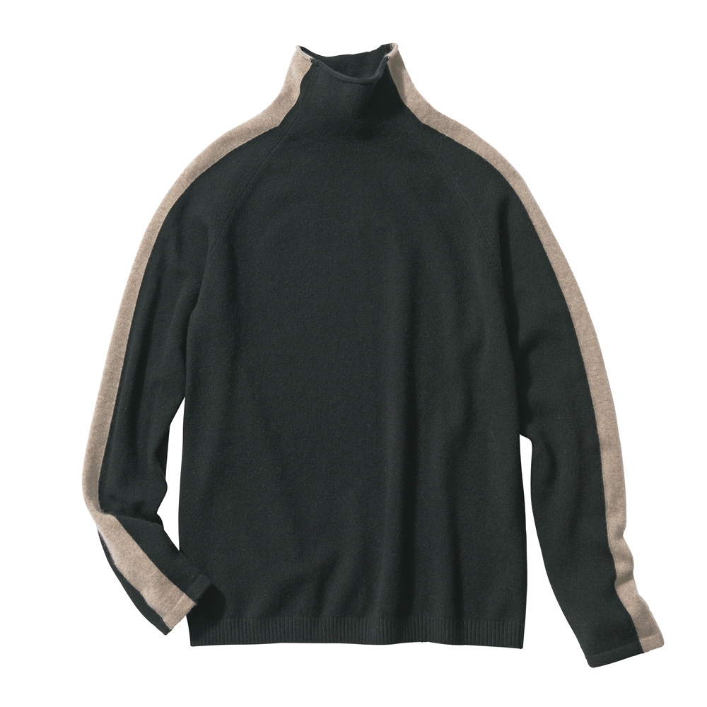 カシミヤニット サイドライン インターシャ ハイネック プルオーバー ニットセーター ニット セーター A28202