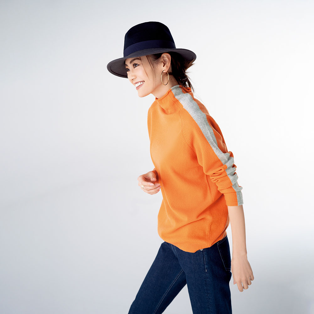 カシミヤニット サイドライン インターシャ ハイネック プルオーバー ニットセーター ニット セーター A28202