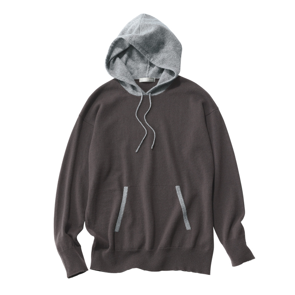 カシミヤニット 配色 パーカー パーカー スウェット トレーナー A28203