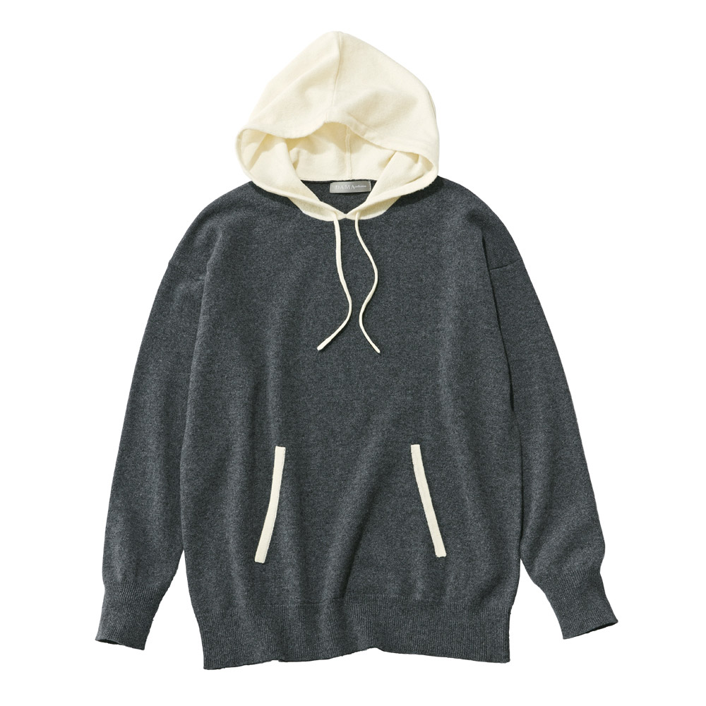 カシミヤニット 配色 パーカー パーカー スウェット トレーナー A28203