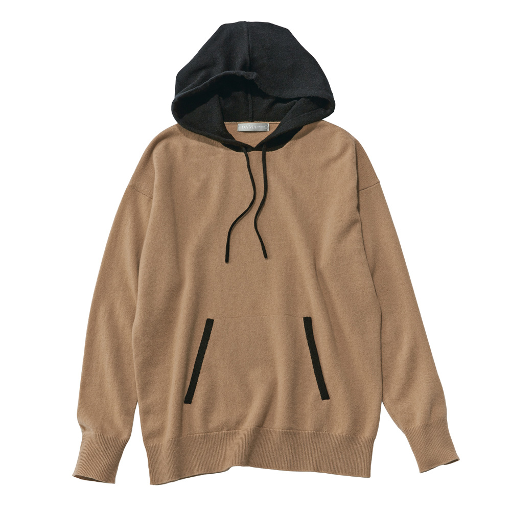 カシミヤニット 配色 パーカー パーカー スウェット トレーナー A28203