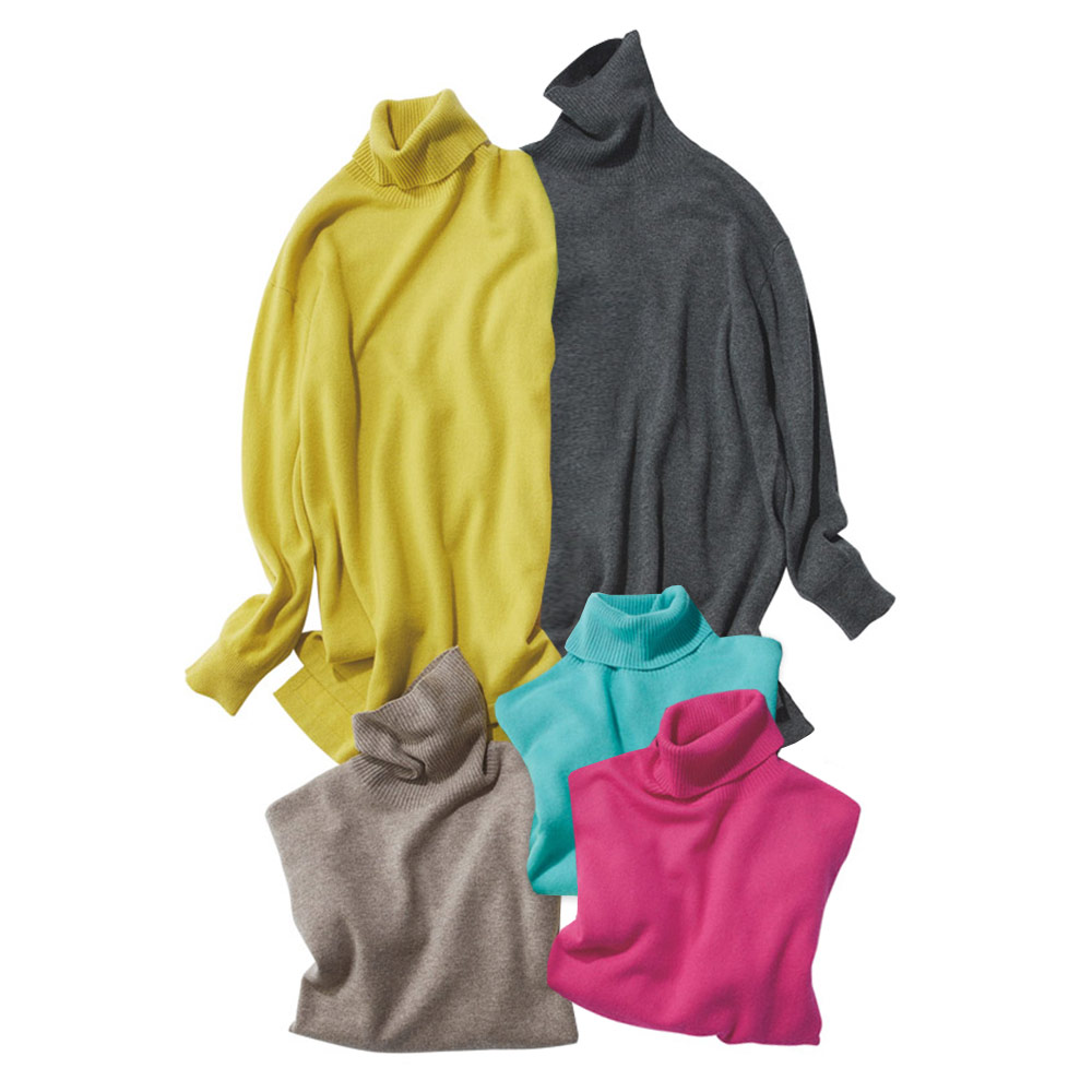 カシミヤニット タートルネック チュニック ニットセーター ニット セーター A28301