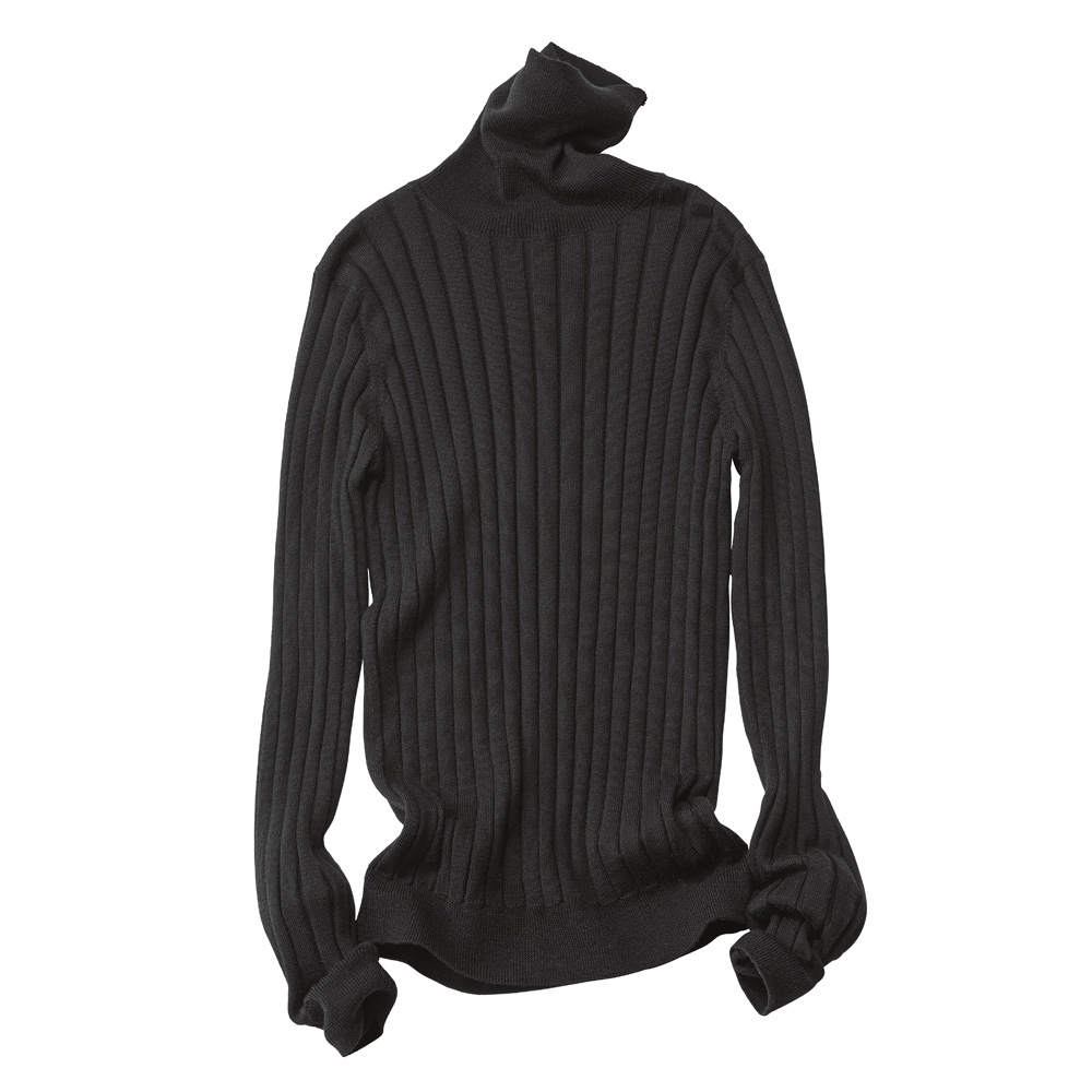 エクストラファインメリノウールニット ワイドリブ タートルネック プルオーバー ニットセーター ニット セーター A31001