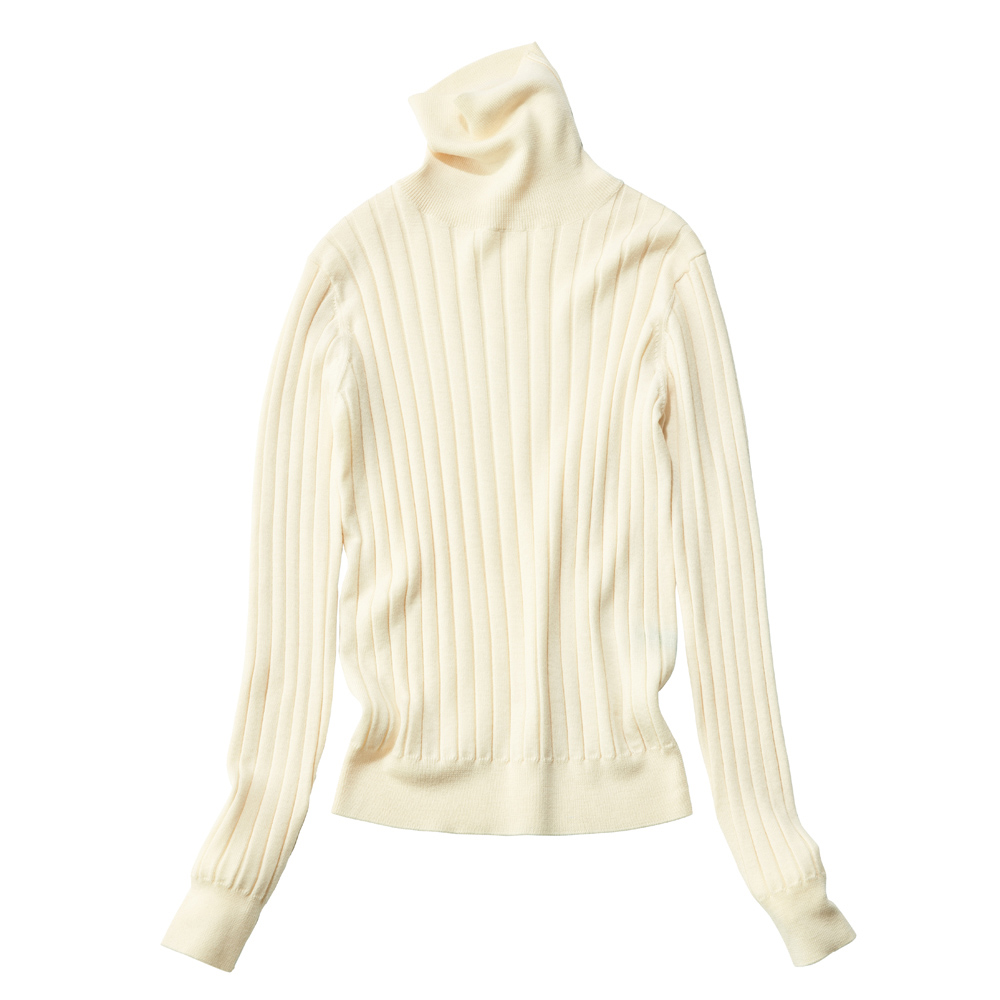 エクストラファインメリノウールニット ワイドリブ タートルネック プルオーバー ニットセーター ニット セーター A31001