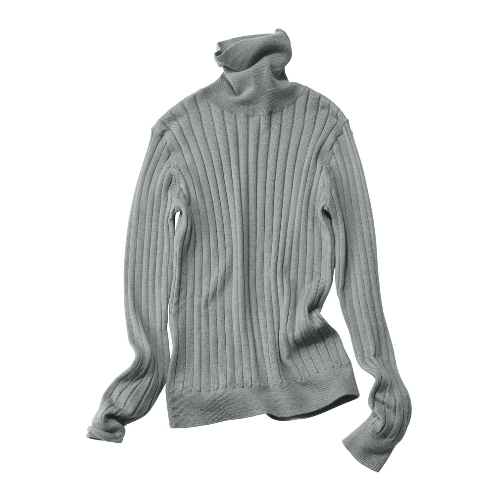 エクストラファインメリノウールニット ワイドリブ タートルネック プルオーバー ニットセーター ニット セーター A31001