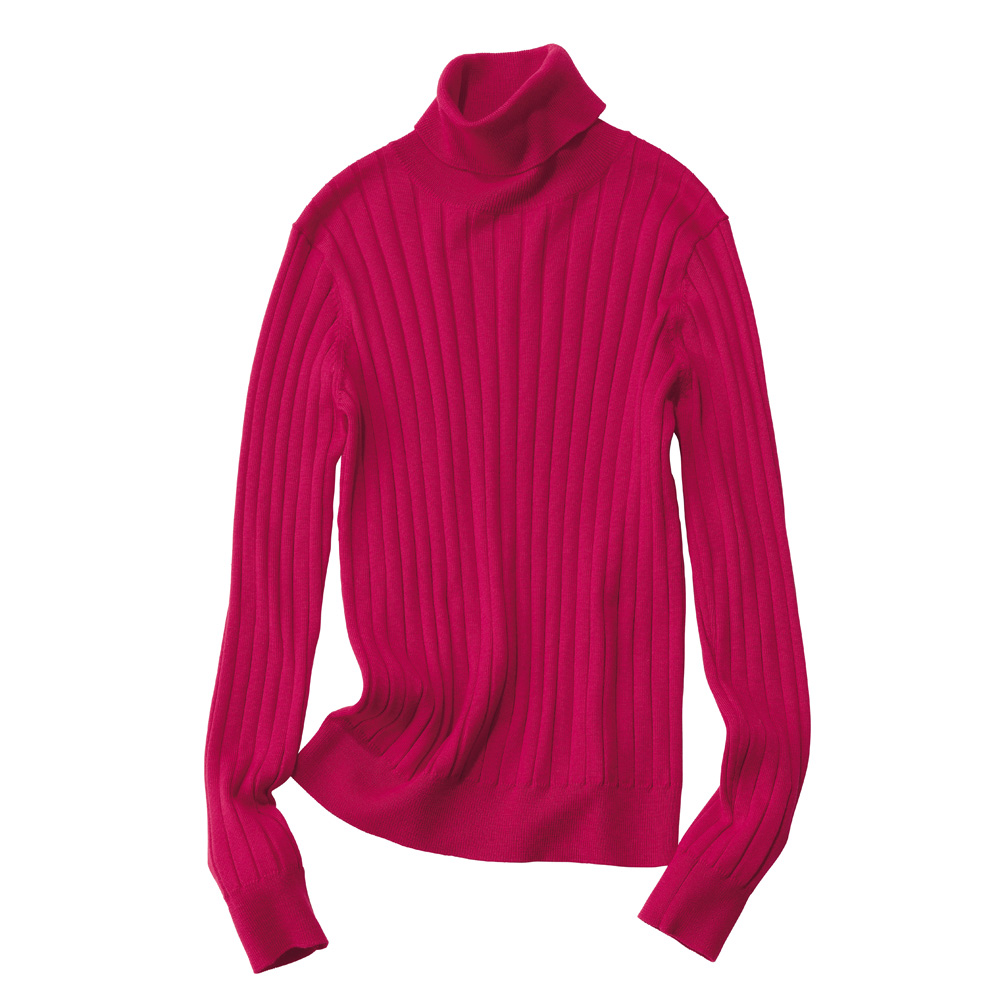 エクストラファインメリノウールニット ワイドリブ タートルネック プルオーバー ニットセーター ニット セーター A31001