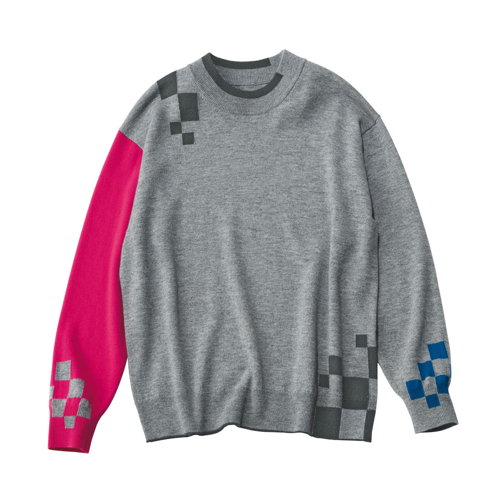 TEEE/ティー ブロック柄 インターシャ ニットプルオーバー ニットセーター ニット セーター A31301