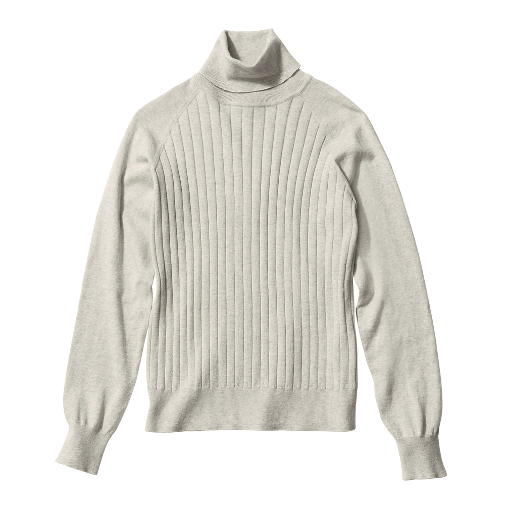 コットンカシミヤ リブニット タートルネック プルオーバー ニットセーター ニット セーター A32401
