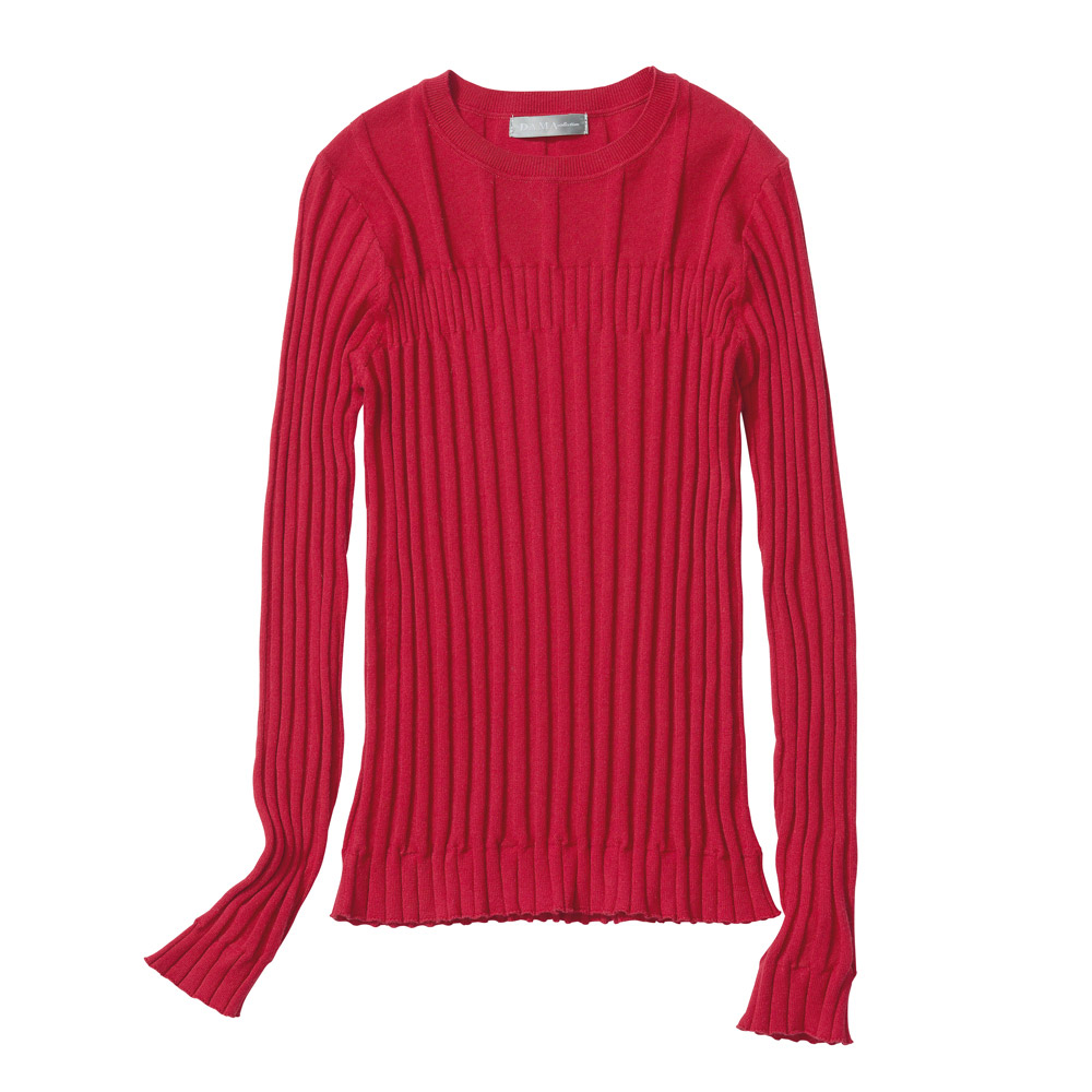 コットンカシミヤ 変則リブニット クルーネック プルオーバー ニットセーター ニット セーター A32402