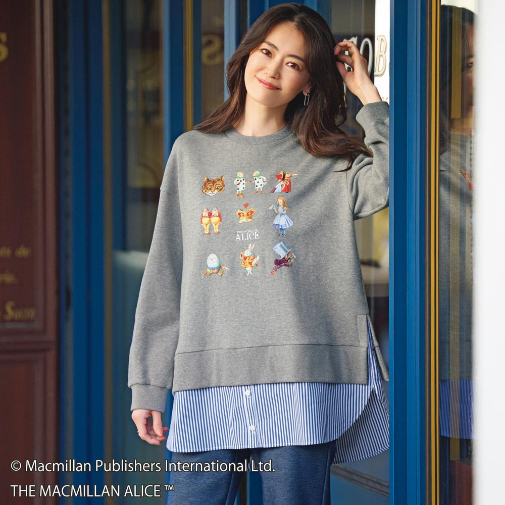 マクミラン・アリス キャラクタープリント 重ね着風 プルオーバー スウェット トレーナー パーカー A28402