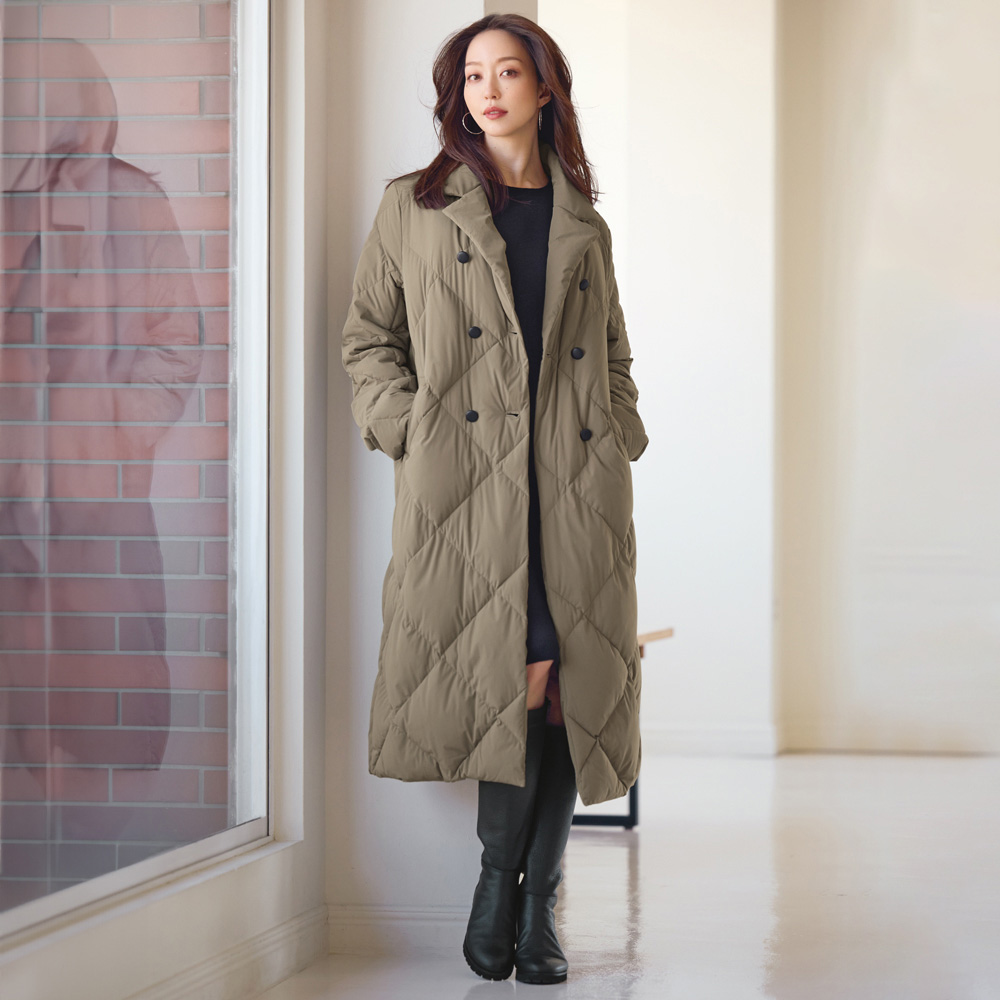 ダーマコレクション　ダウンコート　Aライン　ロングコート　ベルト　アウター　新品 テーラードカラー ロング ダウンコート 通販 - ディノス