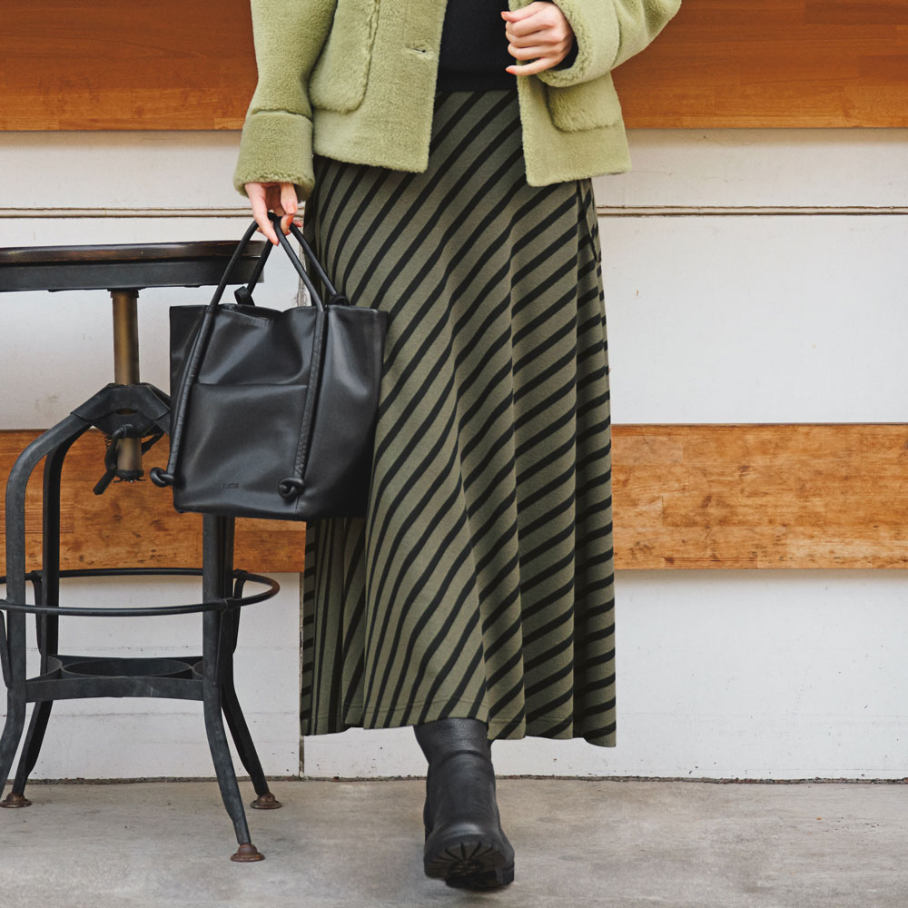 イタリア素材 バイアスストライプ フレアスカート プリント 柄スカート スカート A31702