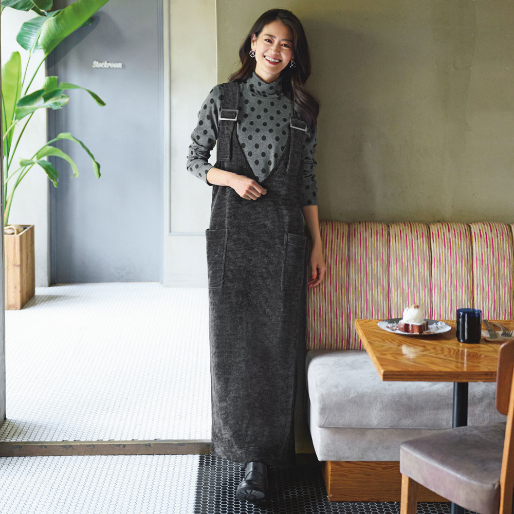 コーデュロイ風 モールジャージー ジャンパースカート ジャンパースカート スカート A32001