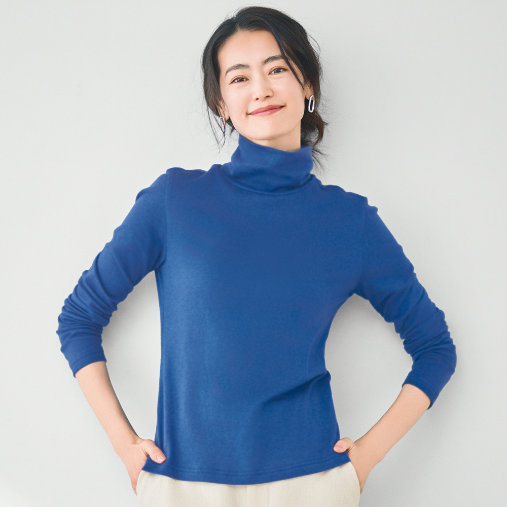 コットンカシミヤ ジャージー ハイネック プルオーバー プルオーバー シャツ ブラウス A32301