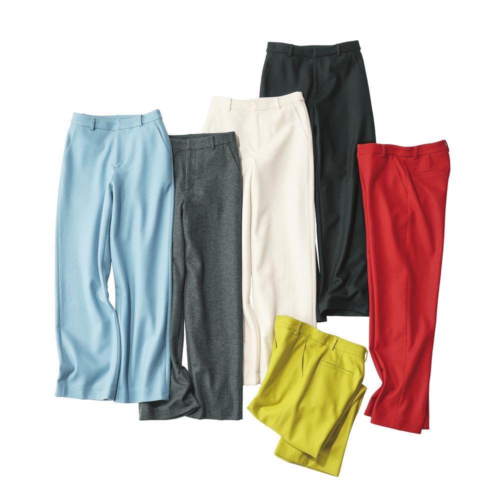 ≪股下丈72cm≫ 強圧縮ウールジャージー セミワイドパンツ ワイドパンツ パンツ A38411