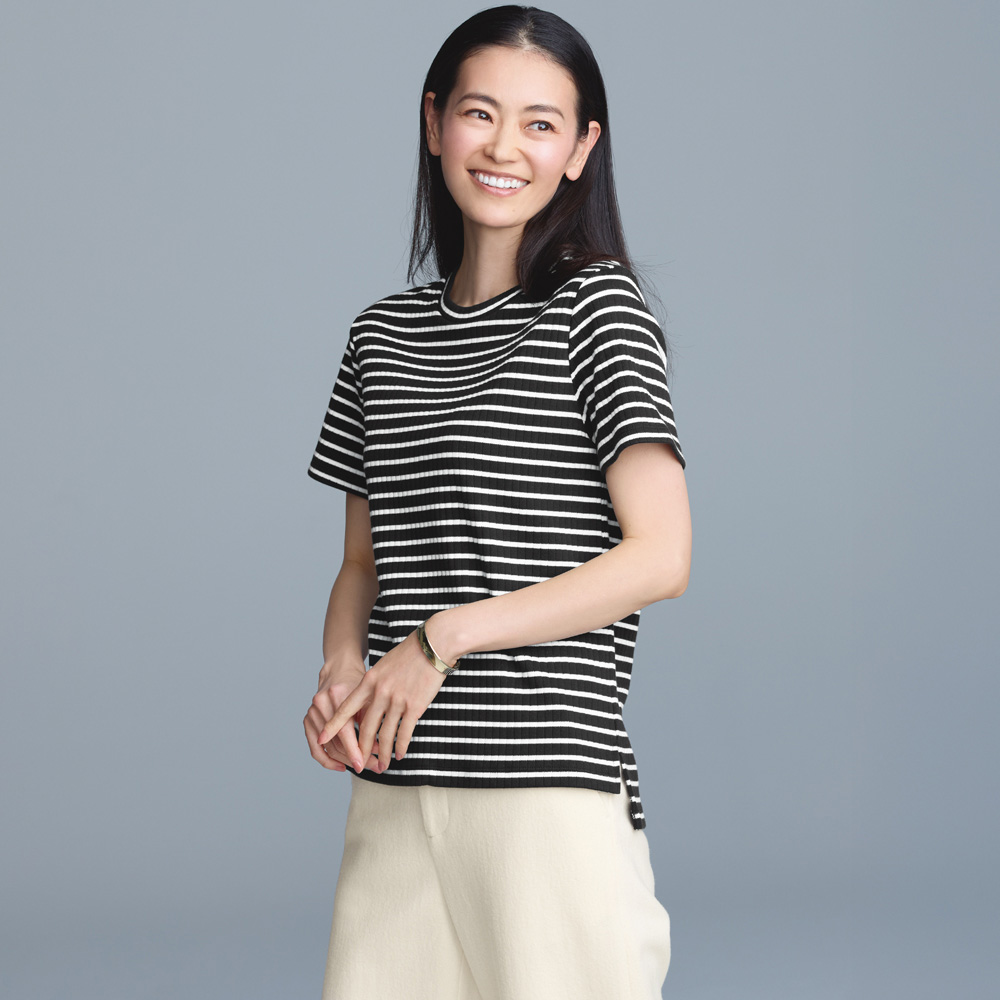 スビンギザコットン ワイドリブ 半袖Tシャツ プルオーバー シャツ ブラウス A35001