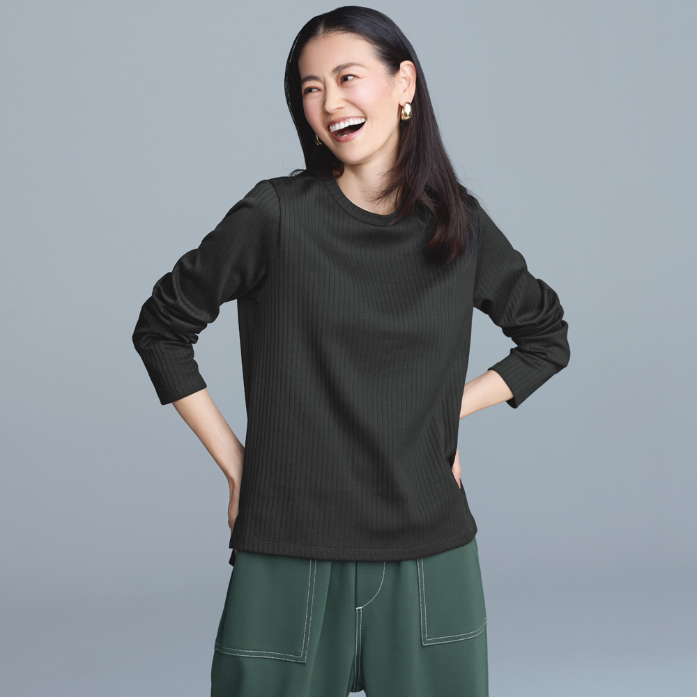 スビンギザコットン ワイドリブ 長袖Tシャツ プルオーバー シャツ ブラウス A35002
