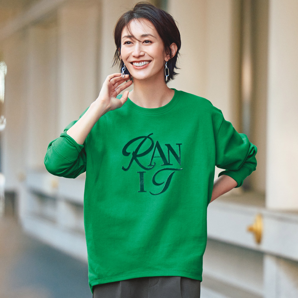 フロッキーロゴプリント ロングTシャツ プルオーバー シャツ ブラウス A36202